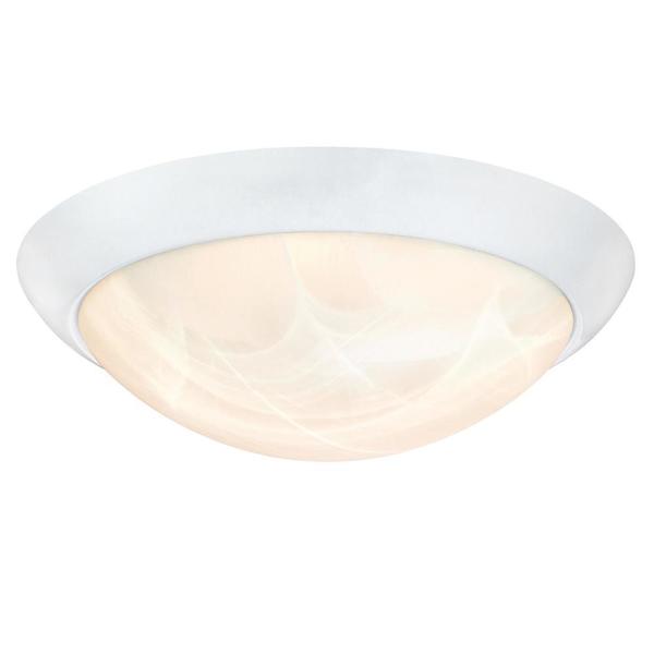 Westinghouse 11In Dim LED Indoor Flush Mnt Ceiling Fixture Wht, Wht Albstr Glass 6106600